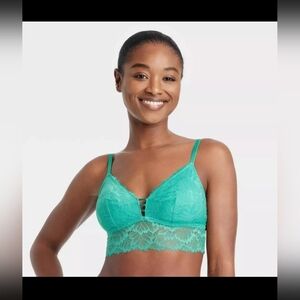 Women's Longline Lace Bralette - Auden XS Green